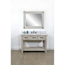 InFurniture WK8448-CW TOP 48 in. Rustic Solid Fir Single Sink Vanity With Carrara White Marble Top-No Faucet
