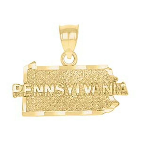10kt Real Yellow Gold Mens Pennsylvania State Charm Pendant