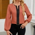 thumbnail image 2 of Women's Dressy Casual Blouses Colorblock Business Work Tops Long Sleeve V Neck Shirts 2025 Spring Outfits, 2 of 3