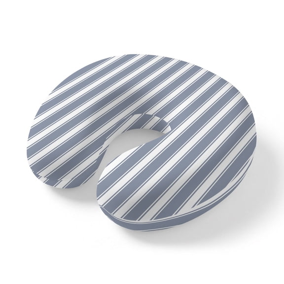 Neck Pillow, Blue Striped Memory Foam U-Shaped Travel Pillow for Airplane Car Train Office Nap, Portable Soft Head Neck Support for Sleeping & Reclining Farmhouse Vertical Stripes