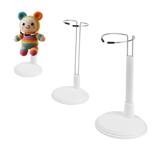 BELOVING 3 Pcs Supports de Poupée Réglables Présentoir de Poupée pour Collectionneurs Maison Boutique Blanc