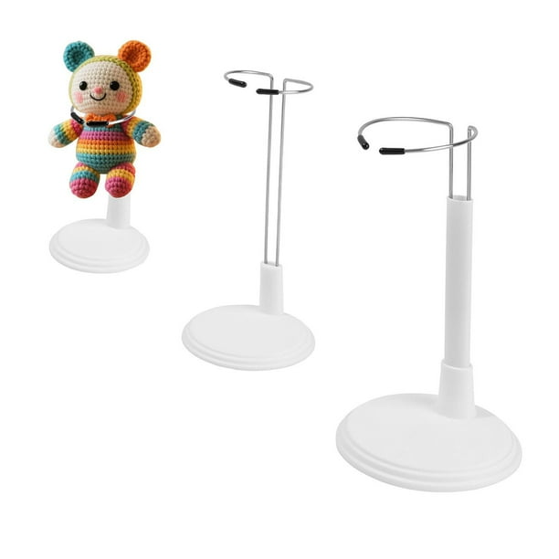 3 bases de soporte para muñecas, soportes portátiles de tejido para figuras, soportes de exhibición estables para decoración de tiendas y colecciones. Blanco