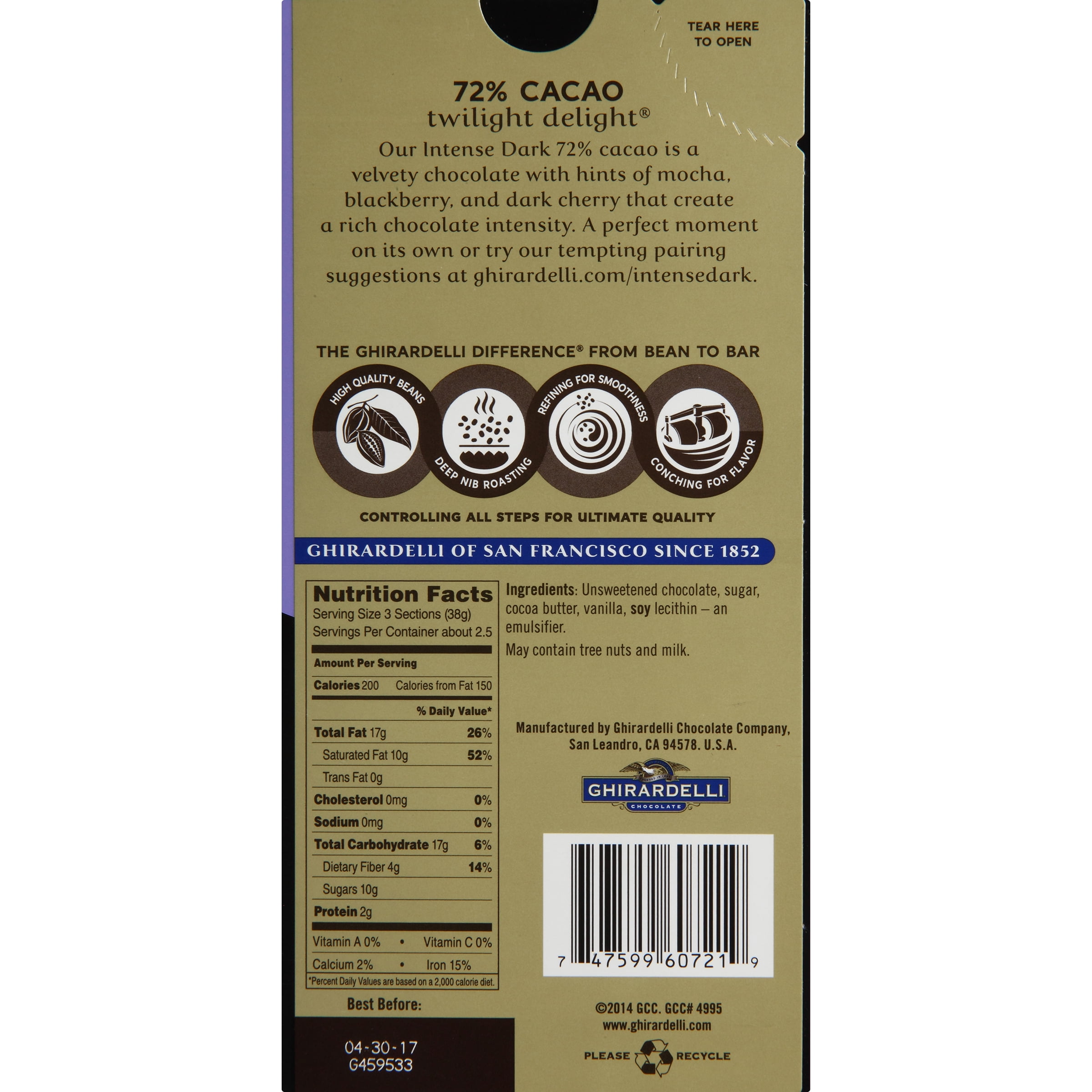 Ghirardelli Dark Chocolate 92 Nutritional Information Nutrition Pics