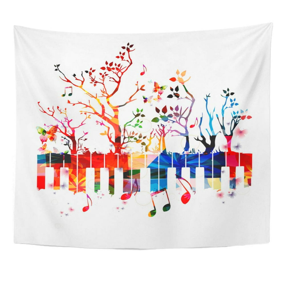 ZEALGNED Classical Colorful Piano Keyboard Trees and Music Notes