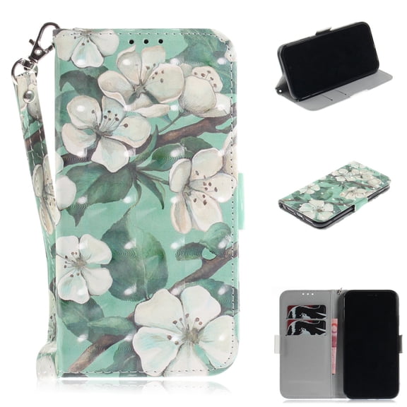 iPhone XR Case, iPhone XR 2018 Case, Allytech 3D PU Leather Protective Cover & Pocket Lanyard Wallet with Cards Holder, Support Kickstand Slim Case for Apple iPhone XR （6.1"), Big Flower