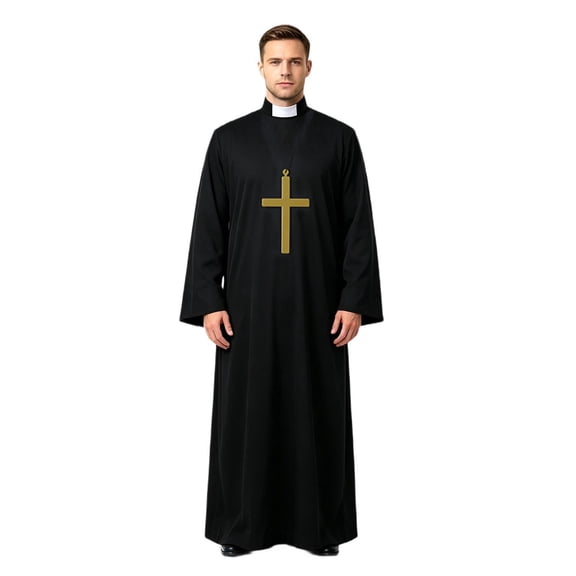 Halloween Friar Costume Robe For Adults With Hooded Design And Cross Prop For Cosplay Parties, Costume Contests, Stage Performances, Theme Events And Holiday Gatherings For Men And Women