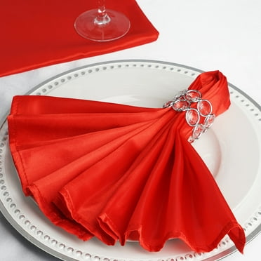 BalsaCircle 5 Pieces 20" Red Satin Napkins Wedding Party