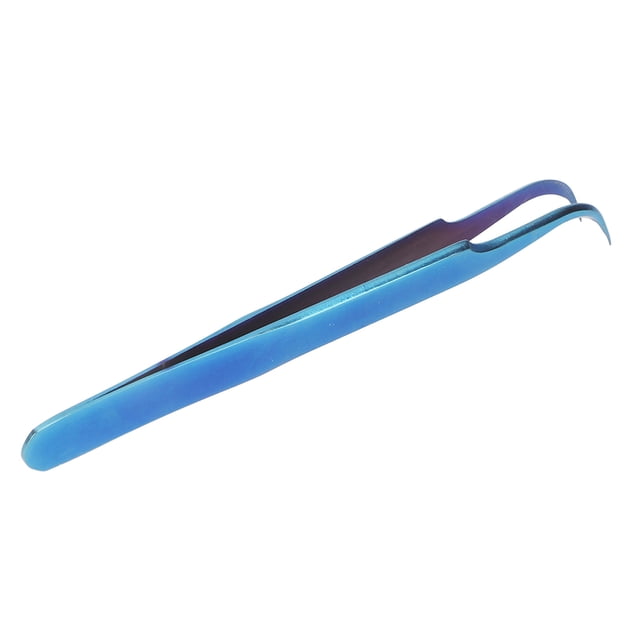 Pinzas para aplicar pestañas, de acero inoxidable, punta precisa, ligeras, para extensiones de pestañas, pinzas curvas azules.