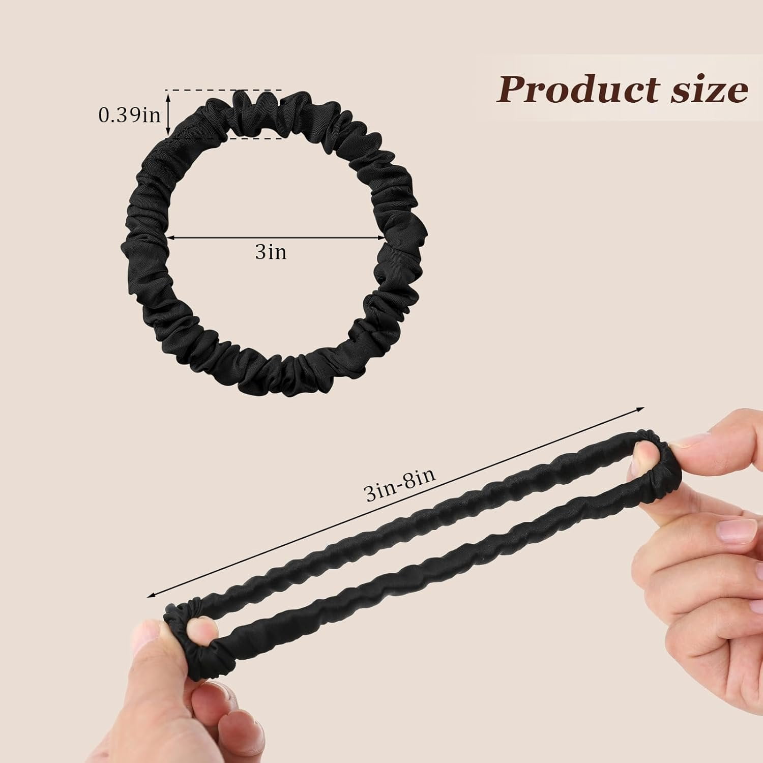12 Pack Silky Soft Skinny Hair Ties, Silk-Like No  Scrunchies Elastic Ponytail Bands for Women Girls, Thin Thick Curly Hair