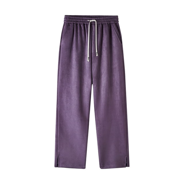 Dagugfen Plus Size Mens Pants Drawstring Elastic Waist Straight Leg Loose Comfy Lightfleece Work Casual Sports Pants Fall Winter