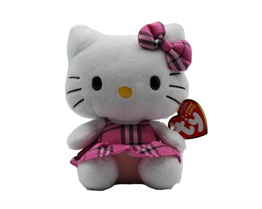 Ty Beanie Baby Sanrio - Hello Kitty the Cat  (Pink and Black Plaid Dress)(6" Plush)(BONUS 1 FUN CHOPS)