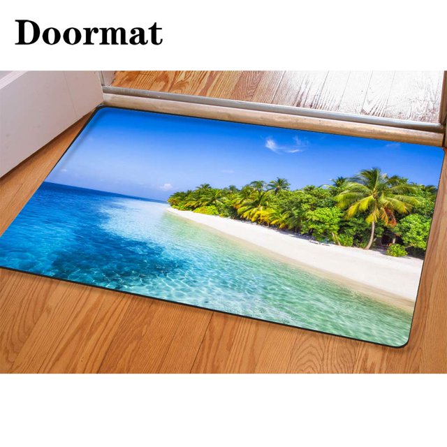 Juego de alfombras de baño ABPHQTO playa de palmeras 3 piezas Cont-CHAPPLE-26212