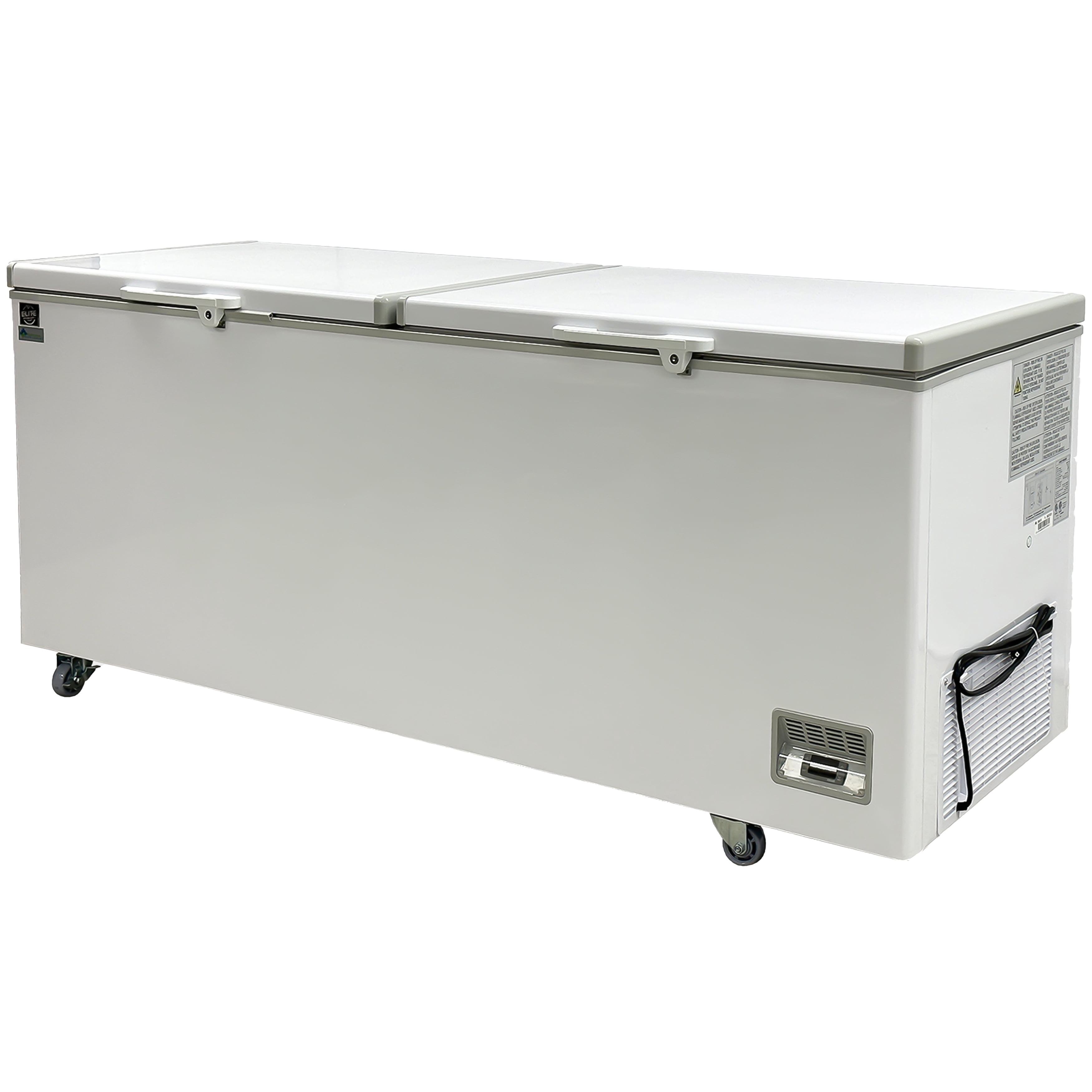NSF 84" Commercial Chest Freezer – 22 Cu.Ft. Deep Freezer with Dual Top-Open Doors, White