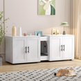 thumbnail image 2 of Litter Box Enclosure with Double Cage, Cat House,Hidden Litter Box Enclosure Furniture for 2 Cats, Wooden Enclosed Cat Litter Box Furniture,55”L x 17.7”W x 22.5”H,White, 2 of 8