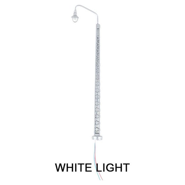 Mini Train Lamppost Bright White Lighting Modes LED Scene Lights Layout Model Railway Lamp Making Architectural Sand Table Yards Silver(White Light)