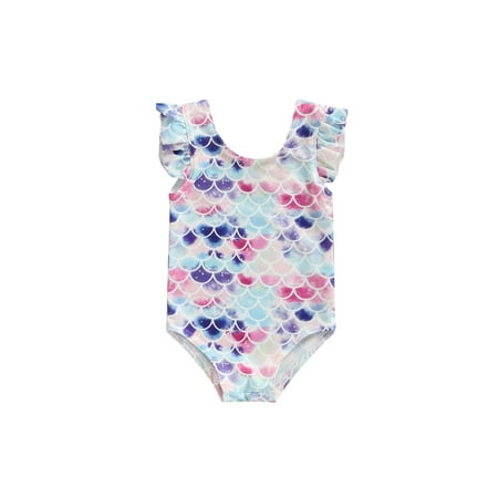

Toddler Baby Girls One Piece Swimsuit Swimwear Kids Ruffle Flamingo Scale Beachwear Bikini Bathing Suit Bodysuit