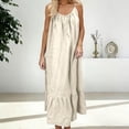 thumbnail image 2 of SROBPTY Summer Dresses for Women Solid Spaghetti Strap Ruffle Midi Beach, 2 of 5