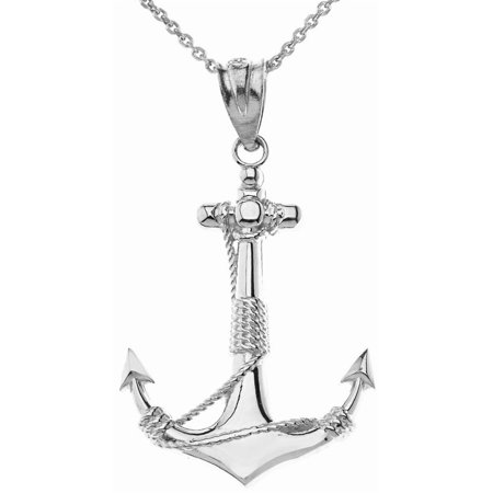 Nautical Anchor Rope Pendant Necklace in .925 Sterling Silver (Pendant with 16" chain)