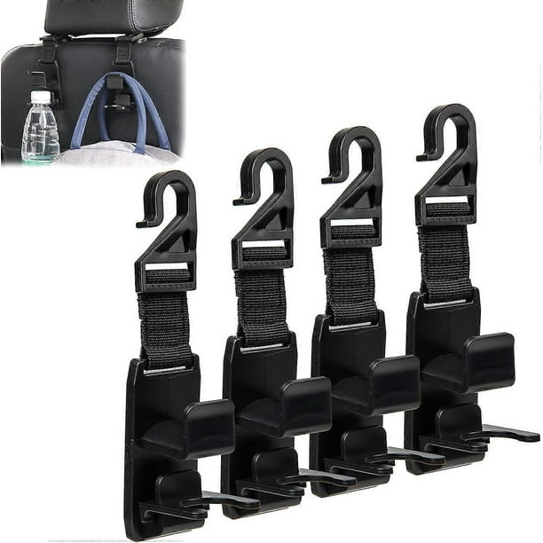 Car Seat Headrest Hooks Vehicle Car Headrest Hooks Hanger 4 Pack Storage Organizer-Strong and Deep Universal for Handbags Purses Coats and Bottle Hold