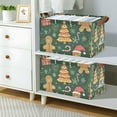 thumbnail image 2 of Yayeee Foldable Storage Basket for Shelves with Handles Waterproof Cloth Bins, Beige Christmas Gingerbread, 2 of 7