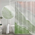 thumbnail image 5 of Sage Green Coastal Wave Shower Curtain, Waterproof Shower Curtains for Bathroom, Summer Modern Ocean Beach Washable Fabric Bathtub Curtain Set Bath Decor with 12 Hooks Extra Long 72"x96", 5 of 8