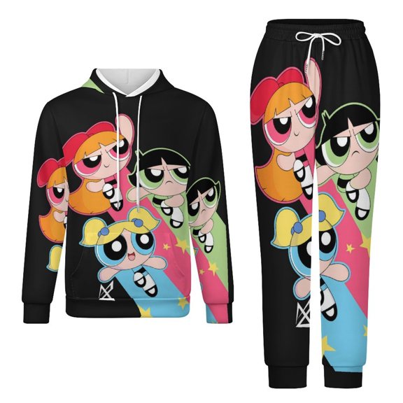 The Powerpuff Girls Unisex Adult Sweatsuits Hoodie & Sweatpants Long Sleeve Hooded Sweatshirt Matching Joggers Tracksuit Sets 2XS