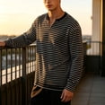 thumbnail image 5 of CFLVAEK Striped Sweatshirts for Men Big and Tall Notch V Neck Pullovers Fashion Fall Long Sleeve Sweatshirt Black XXL, 5 of 6