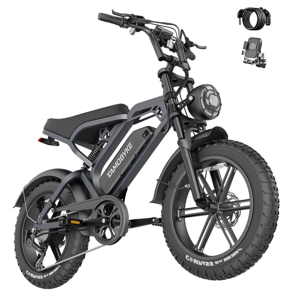 Tamobyke S20 Electric Bike for Adults, Peak 1500W 48V 15.6Ah 30MPH Ebike, 20" Fat Tire E-Mountain Bicycle Full Suspension UL2849
