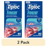 (2 pack) Ziploc Brand Freezer Food Storage Bags, School Supplies, Grip 'n Seal Technology, Zipper, Gallon, 80 Count