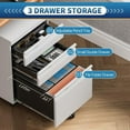 thumbnail image 6 of Locking File Cabinet 3 Drawers On Wheels Under Desk, Metal Filing Cabinets For Home Office, A4, Letter-Size Files, Hanging File Folders- Assembly Required(White), 6 of 9