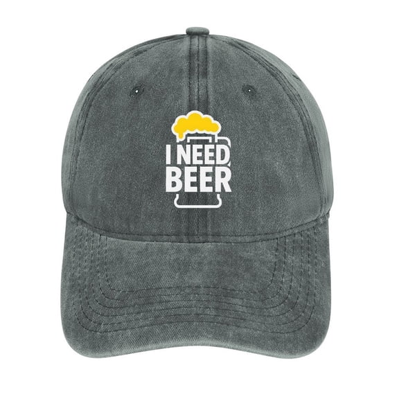 I Need Beer Gray Adjustable Baseball Cap for Men Women, Classic Casual Snapback Hat