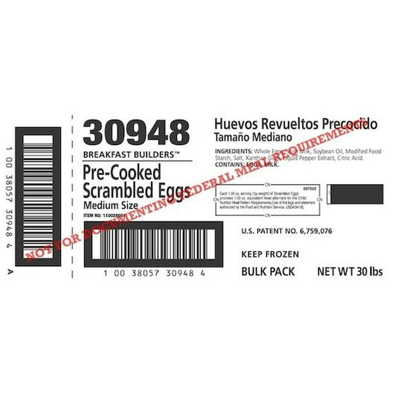 Precooked Scrambled Eggs, Small curd - 30957