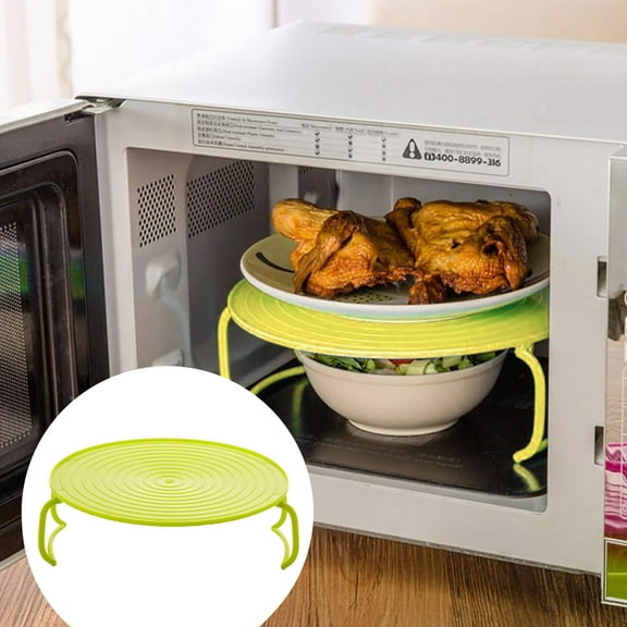 2 Pack Microwave Folding Tray Microwave Stacker Cooker 2 Tier Microwave Plate Stacker Microwave Heating Layered Tray With Foldable Handles For Bowls Water Cups