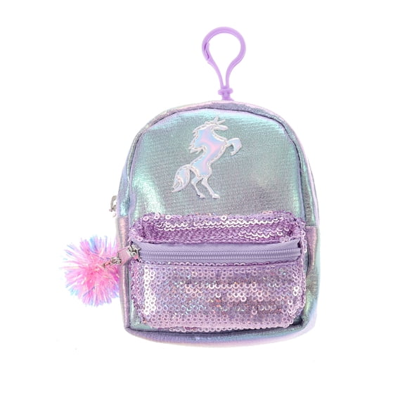 Wonder Nation Mini Backpack Keychain with Pouch, Purple Unicorn, Girls, Ages 4