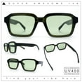 thumbnail image 2 of Classy Rectangle Horn Rim Minimal Fashion Retro Vintage Sunglasses All Green, 2 of 8