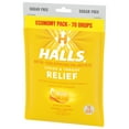 HALLS Relief Honey Lemon Sugar Free Cough Drops, Economy Pack, 70 Drops