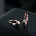 thumbnail image 4 of Gem Stone King 18K Rose Gold Plated Silver Black Onyx and White Diamond Leverback Earrings for Women (0.87 Cttw, Gemstone December Birthstone, Oval 6X4MM, Round 2MM, 3/4 inch), 4 of 5