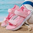 thumbnail image 5 of GiLiling Girls Open-Toe Sport Sandals, Breathable Fabric with Dual Adjustable Hook-and-Loop Straps, Lightweight Platform Sole Casual Outdoor Beach Footwear (Red, 12-12.5 Years), 5 of 8