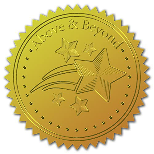 100pcs Embossed Foil Stickers Five-Pointed Star Pattern Gold Foil 1.9inch  Self Adhesive Embossed Seals Decoration for Certificates 
