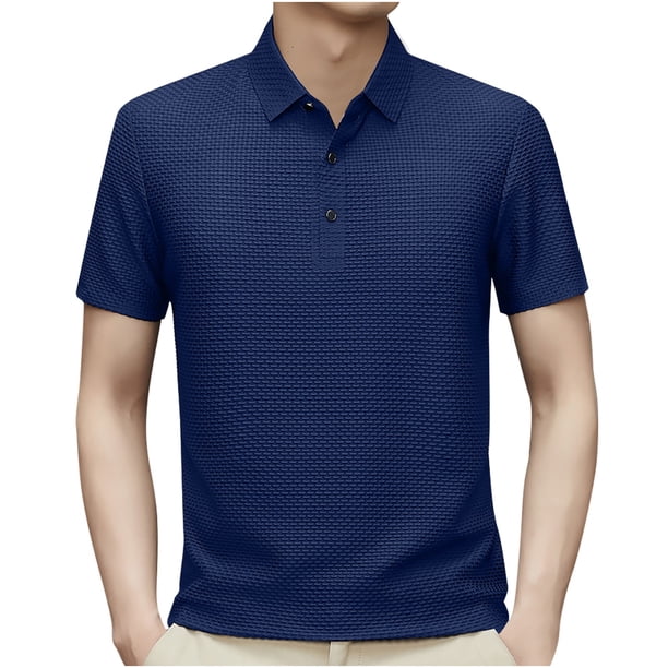 Camiseta Vestido Botón de Solapa Rayas Suelta Camisa Casual, Camisas de Vestido para Hombre