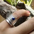 thumbnail image 5 of Lapis Lazuli Silver Spinner Ring, 925 Sterling Silver Lapis Round Stone Spin Ring, Silver Designer Hand Carved Spinner Ring Gift For Her, 5 of 9