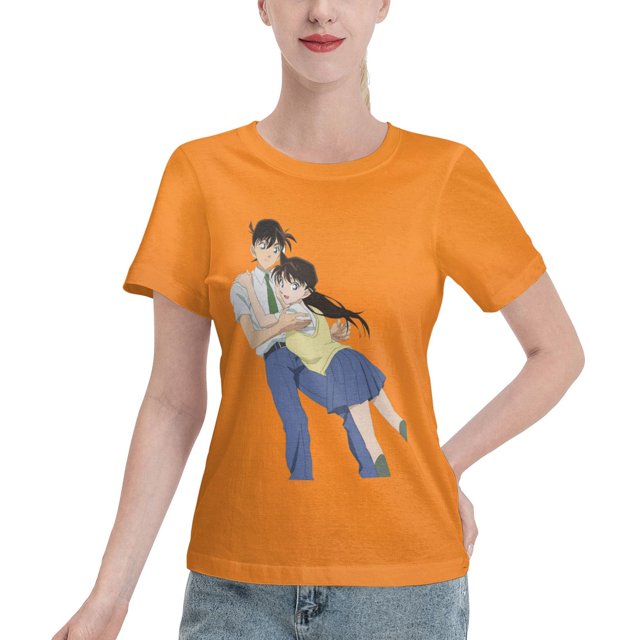 T-Shirt Basique à Manches Courtes pour Femmes Conan et Xiaolan