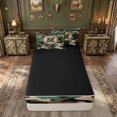 thumbnail image 4 of meiyoeat Camo Letter M Zipper Comforter Set with Fitted Sheet and 2 Pillowcases for Boys, Vintage Camouflage Zipper Bedding Set for Bedroom, Green, Black Reversible, 3-Piece, 4 of 6