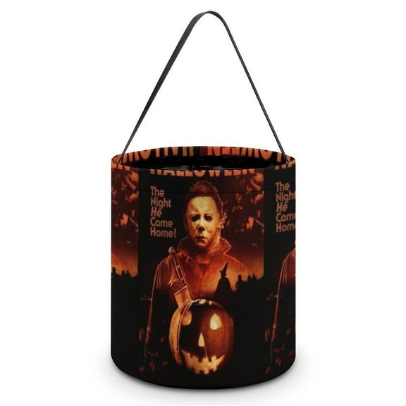 Michael Myers Candy Tote Bags Halloween Trick or Treat Bucket Bag Portable Collapsible Reusable Goody Handbag