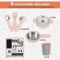 thumbnail image 4 of Kids Wooden Pretend Play Kitchen Set Toddlers Gift with Cooking Toys, Sounds, Lights, Blackboard, Sink with Running Water, 4 of 9