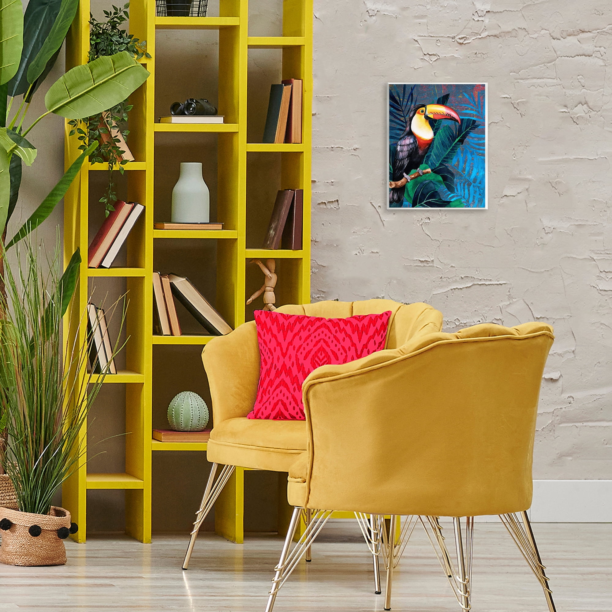 Stupell Industries Bright Toucan Among Leaves Animals Painting Unframed Art Print Wall Art, 11 x 14