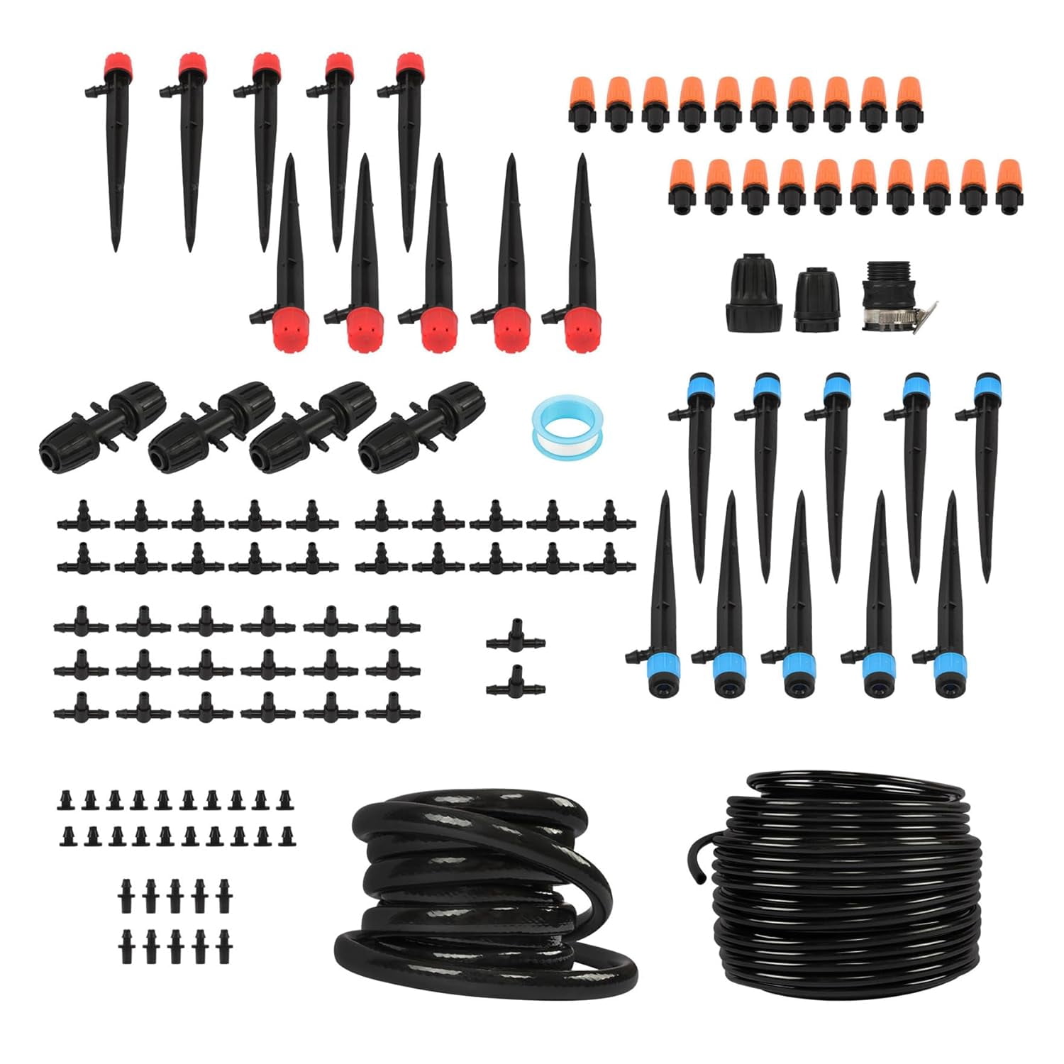 Genrics Drip Irrigation System Adjustable Connect Irrigation System for Gardens Up to 226ft with 1/4' and 1/2' Tubing Drip Emitters