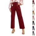 thumbnail image 5 of Women's Winter Corduroy Pants - Solid Color Straight-Leg Elastic Waist Casual Wear, Wine Red Size M, 5 of 5