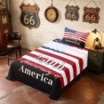 thumbnail image 3 of Manfei Classic US Flag Twin Sheets, 250th Anniversary of America Print Bedding, Red White Blue, Black Reversible 3 Pieces (1 Flat Sheet, 1 Fitted Sheet and 1 Pillowcase), 3 of 6