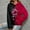 Red, variant on AOOCHASLIY Women Fall Tops Women Fashion Casual Color Contrast Rose Printing Long Sleeve Tops Hooded Sweatshirts